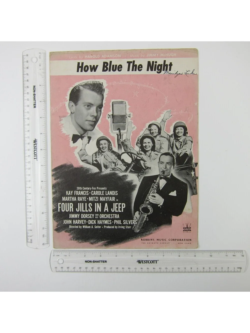 Sheet Music How Blue The Night Four Jills In A Jeep Jimmy Dorsey Vintage 1944